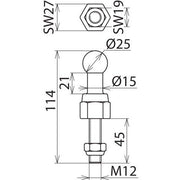 DEHN - Festpunkt für EuK-Vorrichtung Kugelfestpunkt KFP 25 M12 45 SSM D25mm gerade