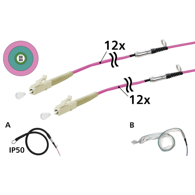 Metz Connect - System-Patchkabel LWL OpDAT VIK Universalkabel 152U127JJ5075G 12xOM4, LC-LC, 75 m