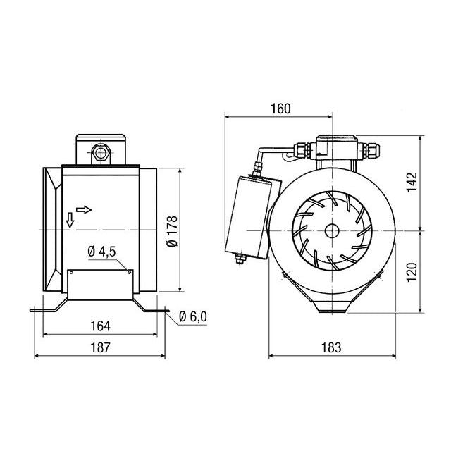 Maico - Explosionsgeschützter Ventilator Rohrventilator ERM 18 Ex e 180mm, 50W