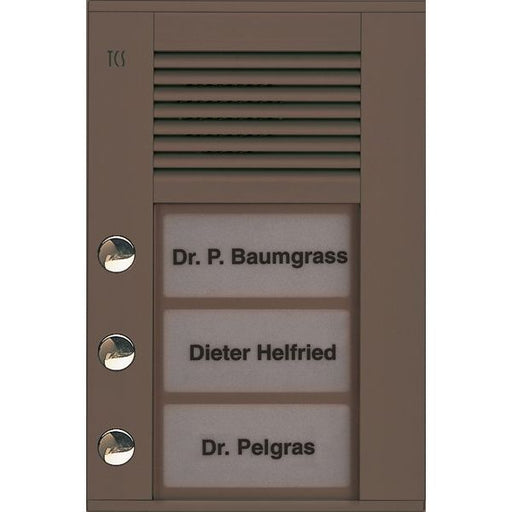 TCS Tür Control - Türstation für Türkommunikation Audioaußenstation1-reihig PDS03-EB/04 3 Tasten AP bronze