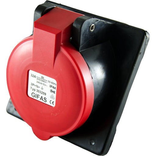Gifas Electric - CEE-Anbausteckdose (IEC 60309) CEE-Einbaudose vollgummi 303259 400V,32A,5pol,6h