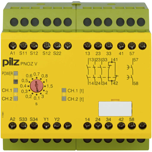 Pilz - Gerät zur Überwachung von sicherheitsgerichteten Stromkreisen Not-Aus-Schaltgerät PNOZ V #774789 3s 24DC 3n/o1n/c1n/o