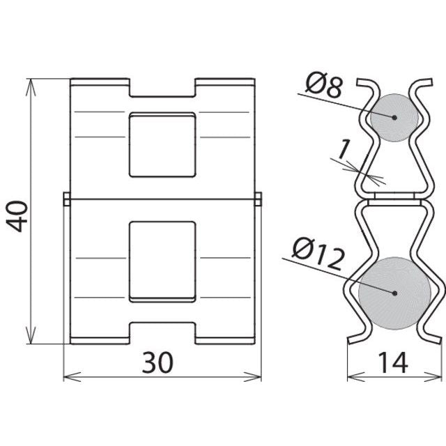 DEHN - Verbinder für Blitzschutz Bewehrungsklemme DCBK8RD12STBLANK