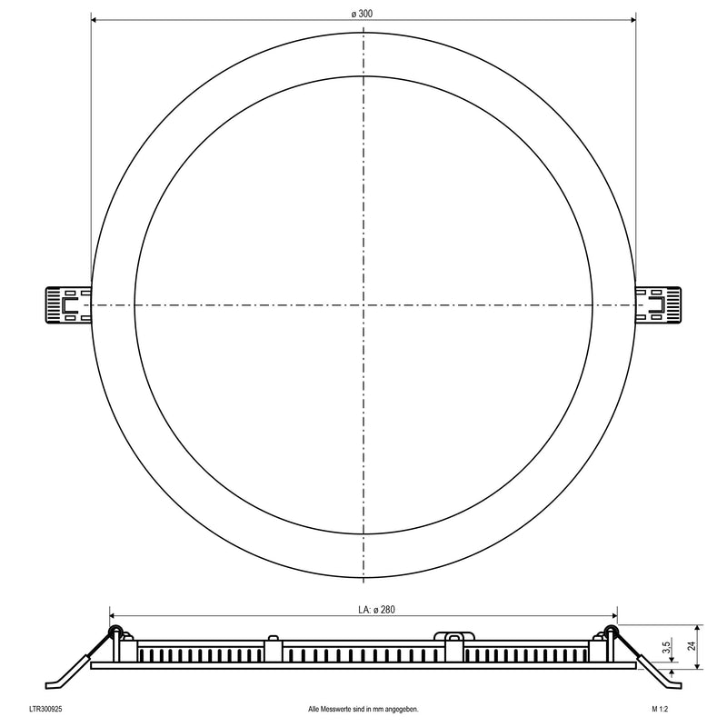 EVN Lichttechnik - Decken-/Wandleuchte LED-Einbaupanel LTR300925
