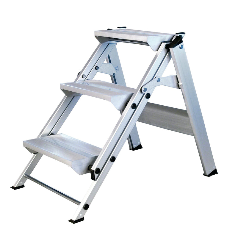 ILLER-LEITER - Stufenleiter Sicherheitstreppe 46343 klappbar, 3 Stufen