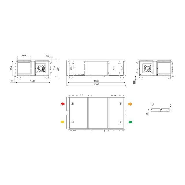 Maico - Lüftungsgerät mit Wärmerückgewinnung gewerblich Kompaktgerät MV4523HLPHEH RLT2300MV4523HLPHEH3 2300cbm/h/li/horiz