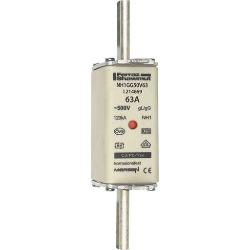 Mersen - Messersicherung NH-Sicherungseinsatz SF NH1GG50V63 Gr.1 gG 63A/500V KM