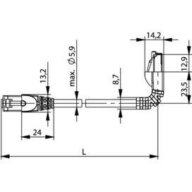 Telegärtner - Patchkabel Kupfer Patchkabel S/FTP 6A 100008305 gr 2,0m 1x270°