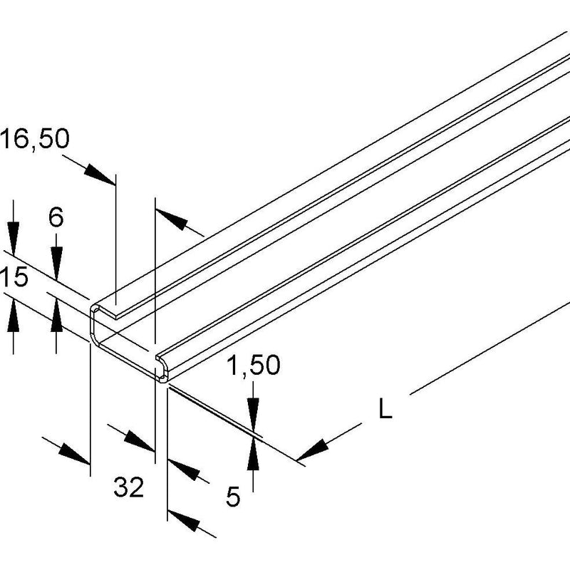 Niedax - Tragschiene 2932/2 BO − 20 Meter