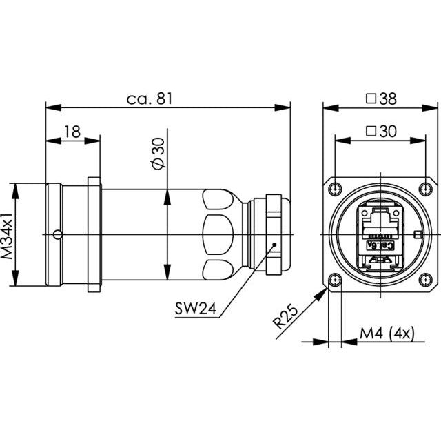 Telegärtner - Modularer Steckverbinder Flanschdose IP68 100007385 AMJ-S Modul T568B