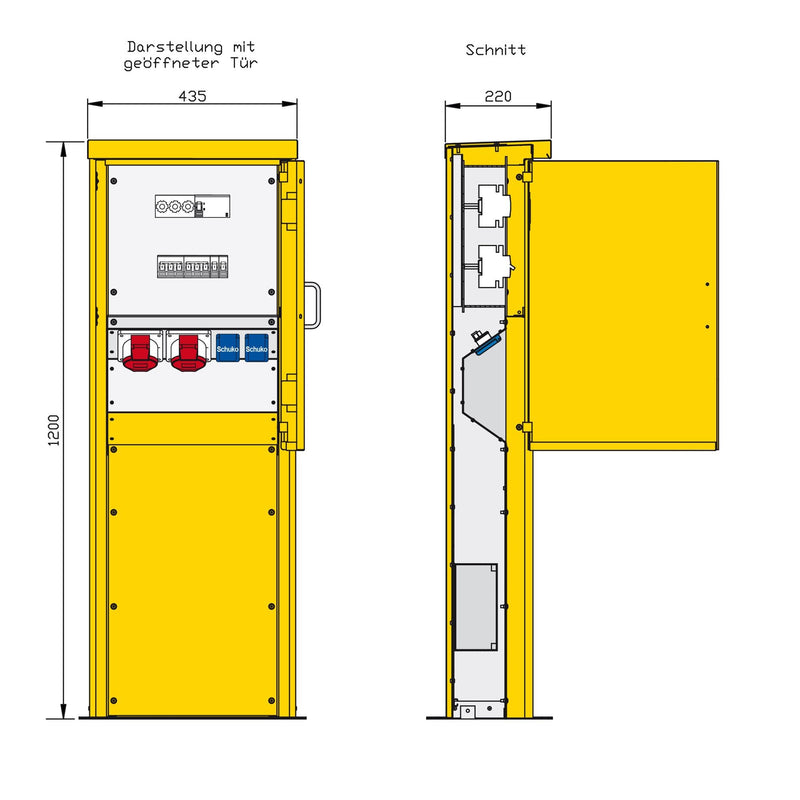 Walther Werke - Baustromverteiler Energiesäule 84301016 1 RCD TypA, 4 LS