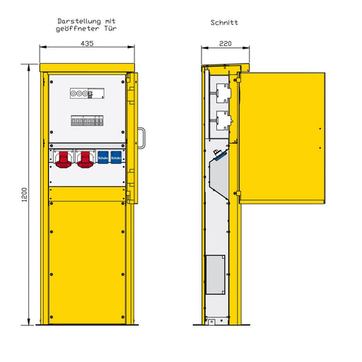 Walther Werke - Baustromverteiler Energiesäule 84301016 1 RCD TypA, 4 LS