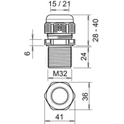 OBO Bettermann - Kabelverschraubung V-TEC VM LL32 SW 24mm ,M32, PA − 20 Stück