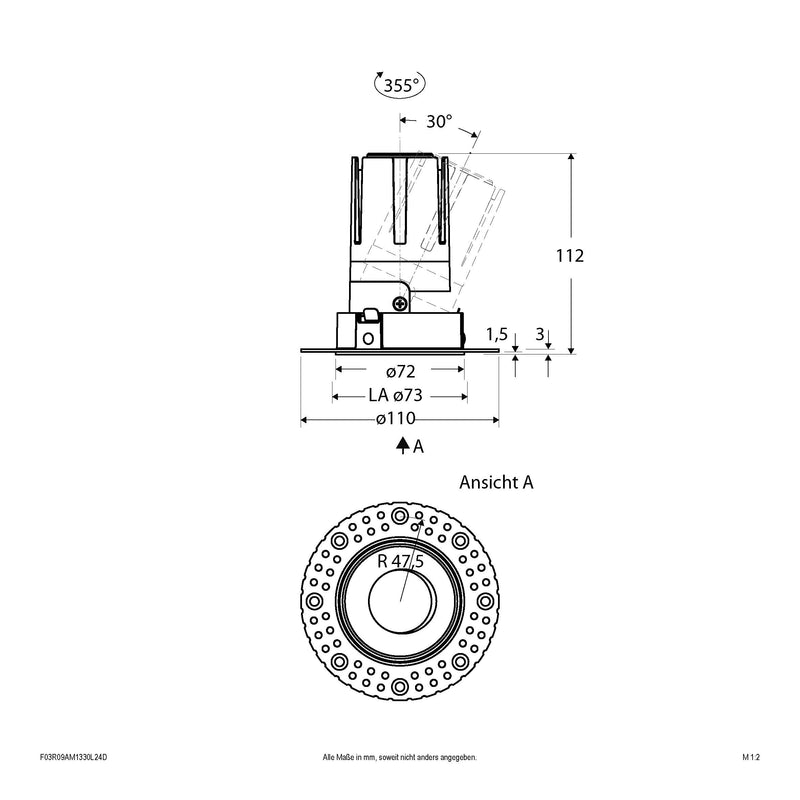 EVN Lichttechnik - Downlight/Strahler/Flutlicht LED-Einbauleuchte modular F03R09AM1330L24D Konfigurationstype