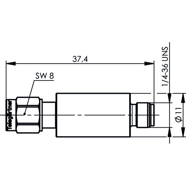Telegärtner - Pegelsteller SMA-Dämpfungsglied 10 dB 100024830 2W 3 GHz (m-f)