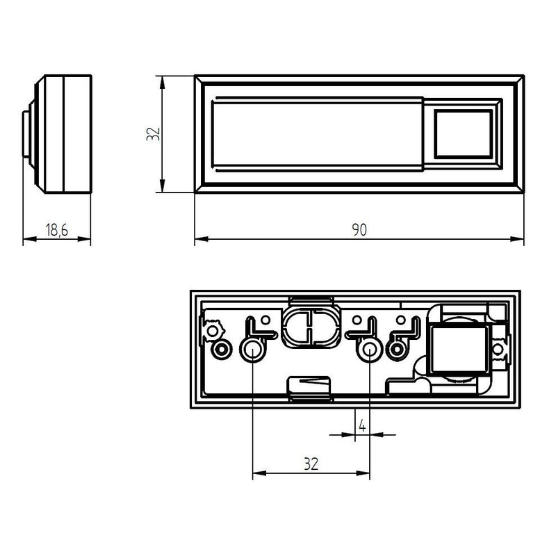 Grothe - Klingeldrücker Klingeltaster AP 1fach ETA 2132A 32x90x18mm,ws,bel