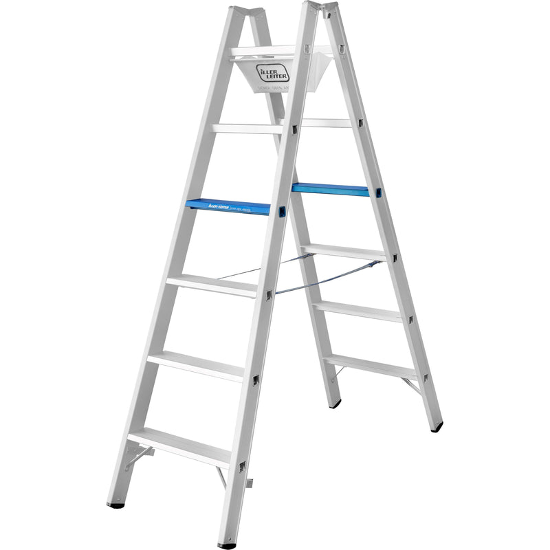 Geis&Knoblauch - Stufenleiter Stufenstehleiter 7108-7E 2x8 Stufen eloxiert