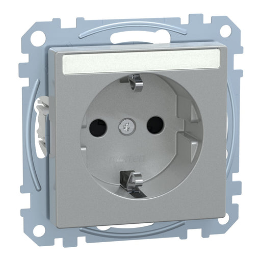 Merten - Steckdose SCHUKO-Steckdose alu MEG2303-0460 Ko.Licht Schriftfeld