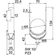 OBO Bettermann - Bügelschelle BS-W1-M-64 FT 58-64mm − 50 Stück