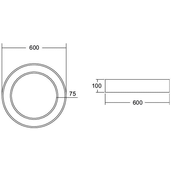 Brumberg Leuchten - Decken-/Wandleuchte LED-Anbau-Ringleuchte 13570184 DALI DT6 D60cm H10cm