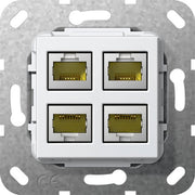 Gira - Einsatz/Abdeckung für Kommunikationstechnik Modular Jack RJ45 Cat6A 569903 rws 4fach LSA Plus