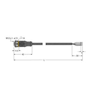 Turck - Konfektioniertes Sensor-Aktor-Kabel Aktuator- u. Sensorleitung RKC4.4T-2.5/TXO3700 PUR