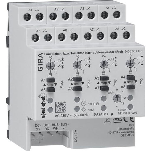 Gira - Bussystem-Schaltaktor Funk Schalt-/Jalousieaktor 543500 REG 8f 4f