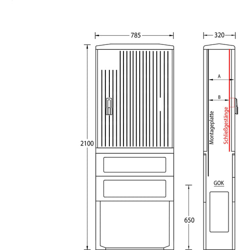 uesa - Gehäuse/Schaltschrank (leer) Säule A100-M-2100 2100x785x320mm