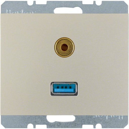Berker - Einsatz/Abdeckung für Kommunikationstechnik Steckdose USB/3,5mm Audio 3315397004 edelstahl lackiert