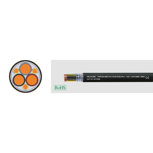 Klimaprime - Energiekabel < 1 kV, für ortsveränderlichen Einsatz HEL TOPFLEX-EMV-UV-3PLUS 3 TOPFLEX-UV 3x 1,5 X1,5 Motor,Servo,Geb
