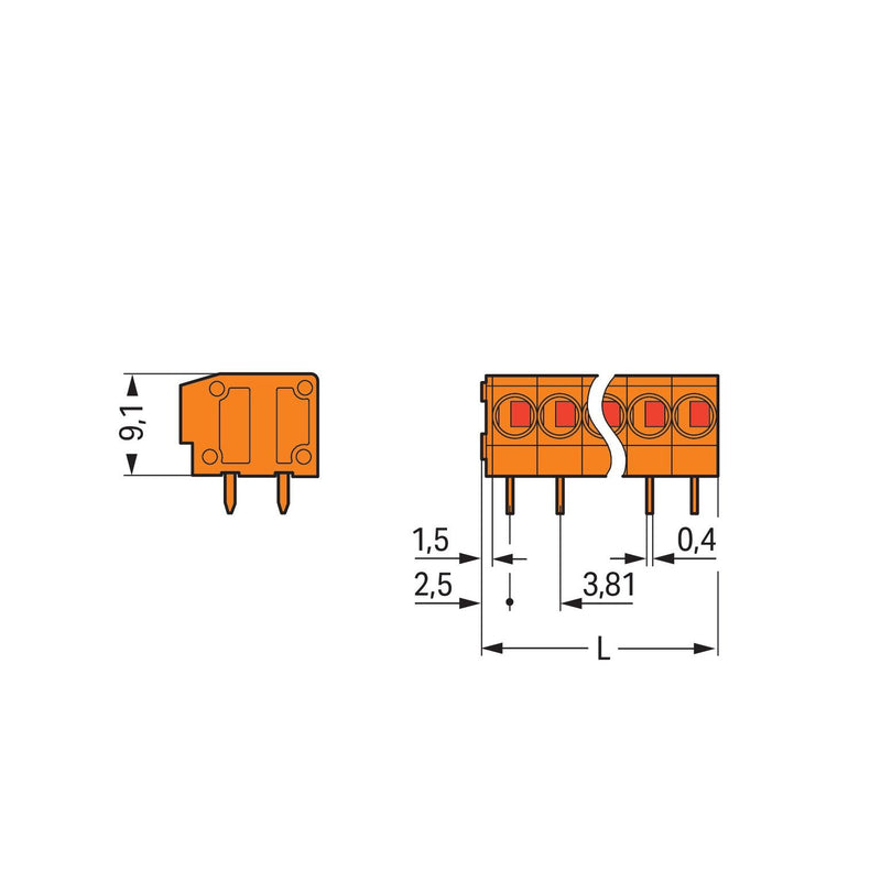 WAGO - Leiterplattenklemme 235-109/330-000 1,5mm² − 30 Stück