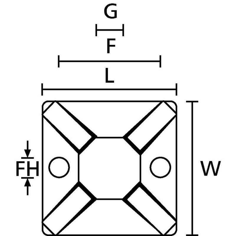 HellermannTyton - Befestigungssockel und -element für Kabelbinder Befestigungssockel MB2AM PA66 BK 500 13x13mm − 500 Stück
