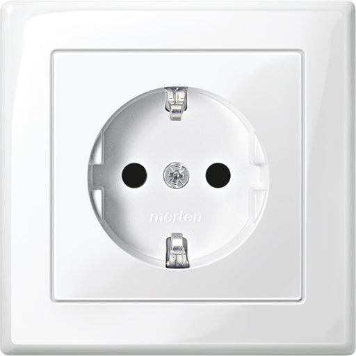 Merten - Steckdose SCHUKO-Steckdose pws/gl MEG2300-1419 volle Abdeckplatte
