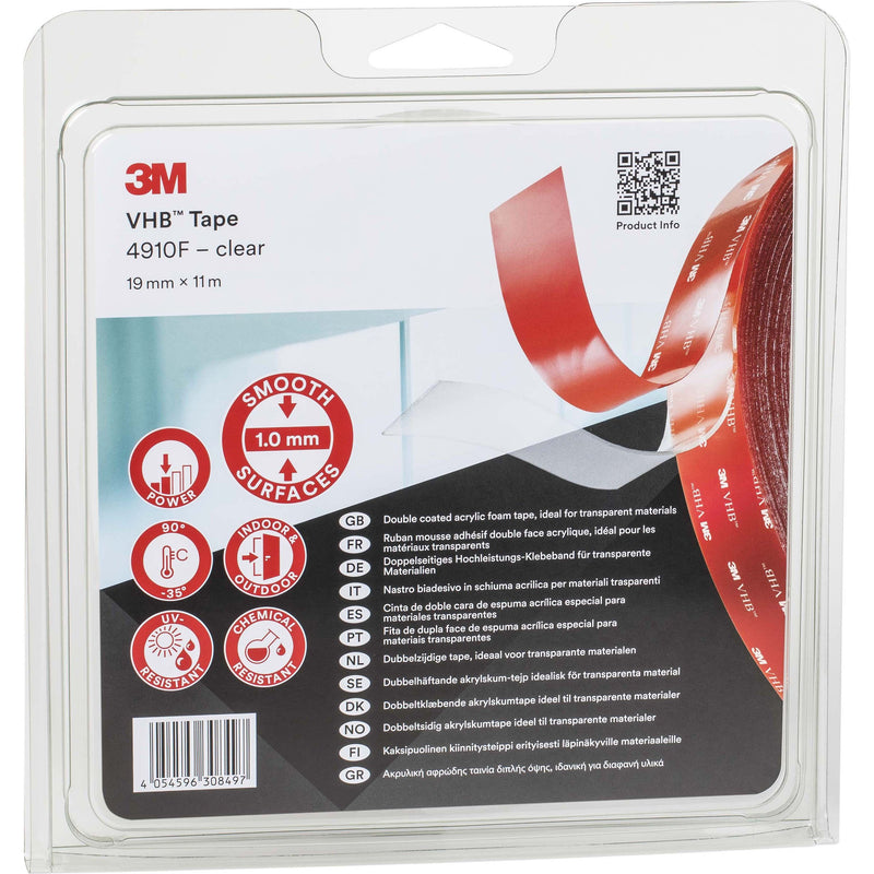 3M - Klebeband doppelseitig 4910F/IPS transp., 19mm x11m − 4 Stück