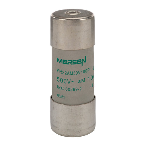 Mersen - Zylindrische Sicherung Sicherungseinsatz zylindr. FR22AM50V100P aM 22x58 100A − 10 Stück