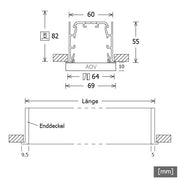 LTS Licht&Leuchten - Decken-/Wandleuchte LED-Einbauleuchte MLR060108302AOVDA.ws 830, DALI, ws