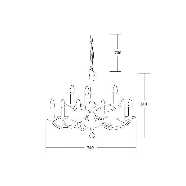 Brumberg Leuchten - Pendelleuchte Krone Bahia 00859009 9Lp., chrom