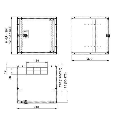 Enoc - Netzwerkgehäuse 10" Schrank W10 12-3-V 12HE, RAL 9003 ws