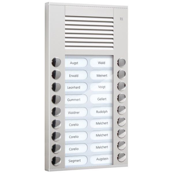 TCS Tür Control - Türstation für Türkommunikation Audioaußenstation 2-reihig PES18-EN/04 18 Tasten AP silber