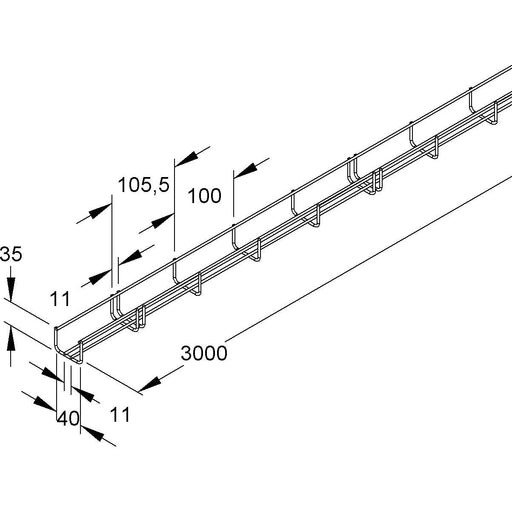 Niedax - Gitterrinne GT 35.040 E3 35x40x3000mm − 3 Meter