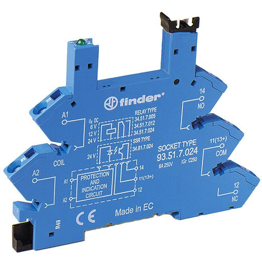 Finder - Relaissockel Fassung m.Zugfederklemme 93.51.7.060 60VDC blau − 10 Stück