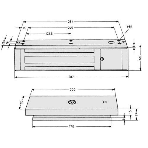 Assa Abloy effeff - Haftmagnet für Türfeststellanlage Flächenhaftmagnet 828-------47F90 kpl.mit Gegenplatte