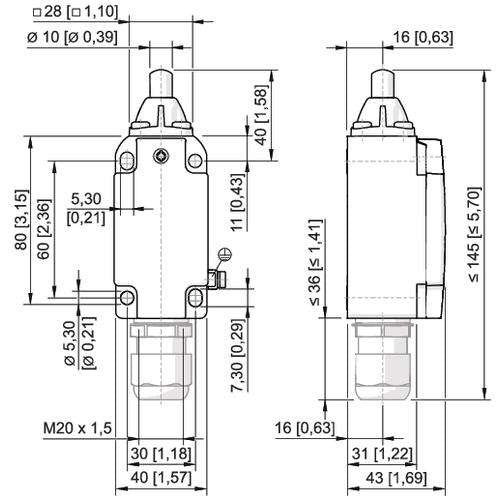 Stahl - Einzelpositionsschalter Positionsschalter 8074/2-1-W-40 S/Ö Stößel