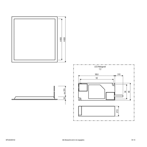 EVN Lichttechnik - Decken-/Wandleuchte LED-Einbaupanel BPSU62300102