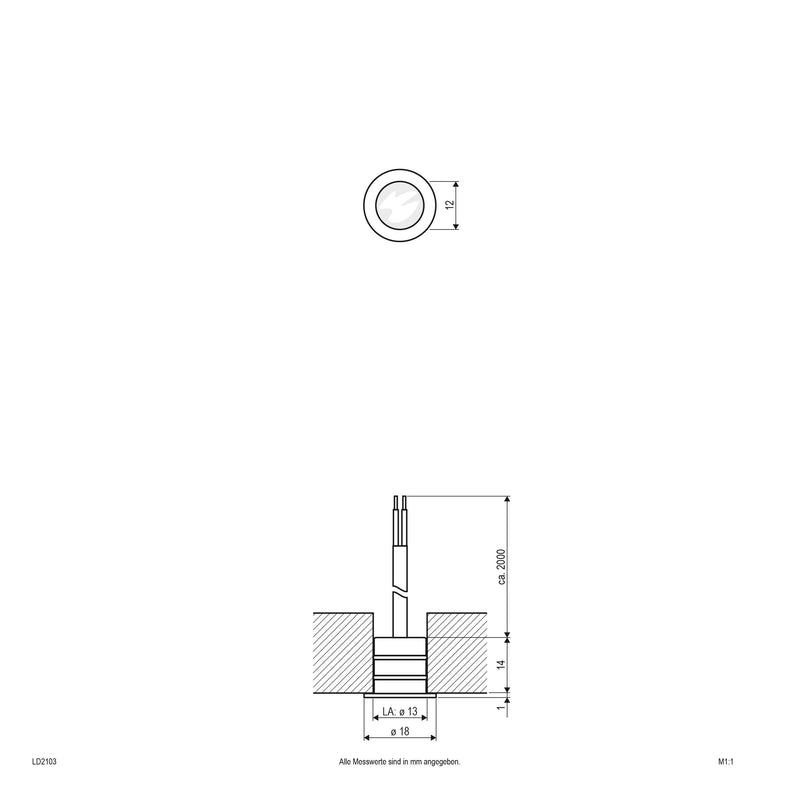 EVN Lichttechnik - Bodeneinbauleuchte LED EB-Lichtpunkt LD2 103 0,2W LED blau
