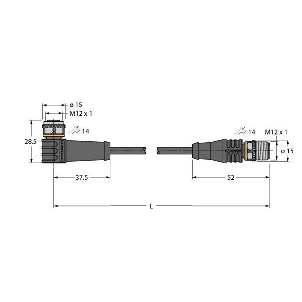 Turck - Konfektioniertes Sensor-Aktor-Kabel Verbindungsleitung WKS4T-0.3-RSS4T/TXL PUR − 1 Stück