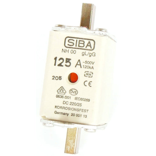 Siba - Messersicherung NH-Sicherungseinsatz 2020908.125 125A NH00 aM 690V − 3 Stück