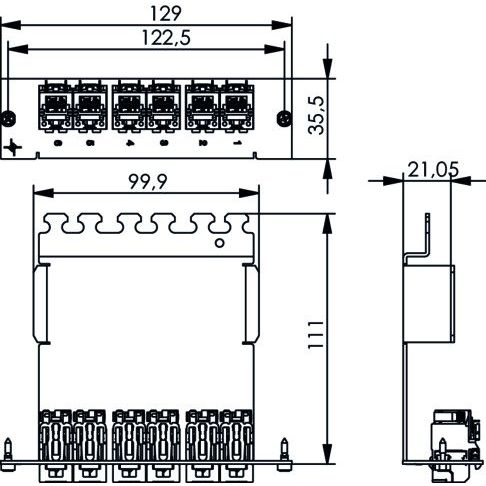 Telegärtner - Patchpanel Kupfer 3 HU/7 PU Frontplatte 100006986 incl.6 AMJ-SL Module