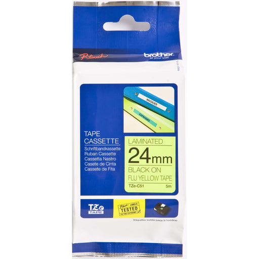 Brother - Schriftband Schriftbandkassette TZe-C51 signal gl/sw 24mm