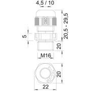 OBO Bettermann - Kabelverschraubung V-TEC VM L16 SGR − 50 Stück